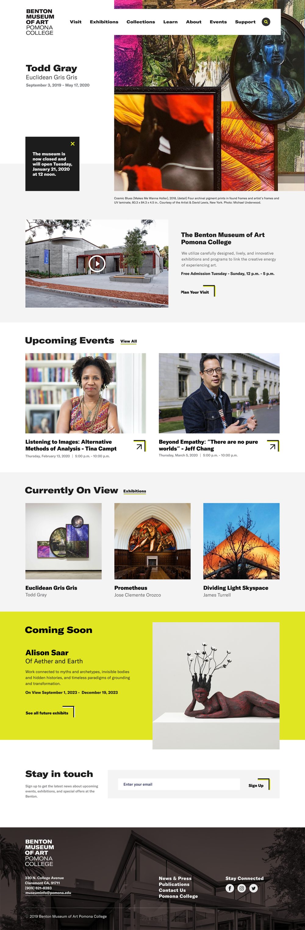 Benton Museum of Art homepage design