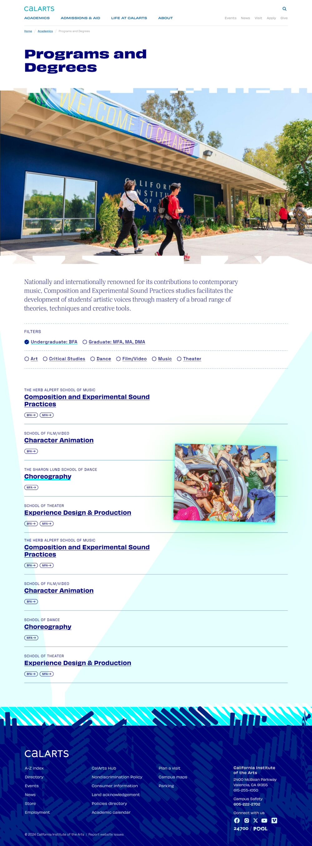 CalArts academic program directory